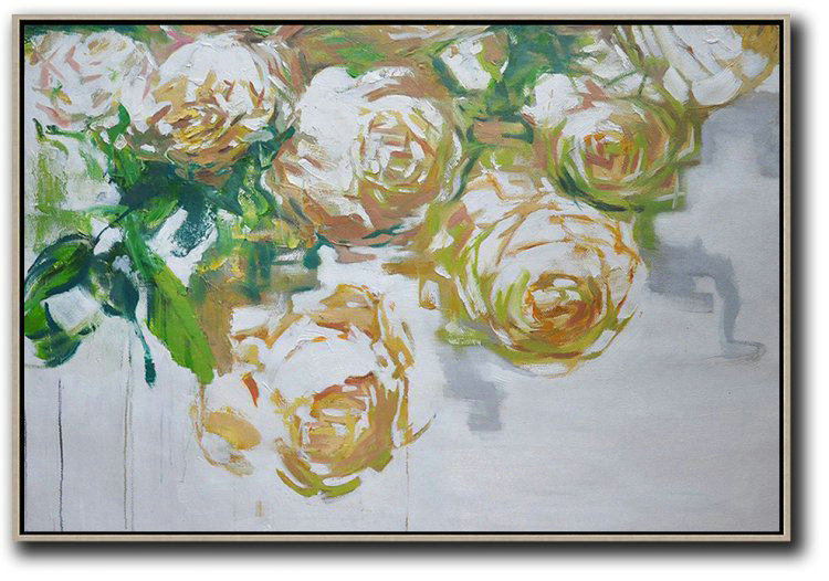 Horizontal Abstract Flower Painting Living Room Wall Art #ABH0A42